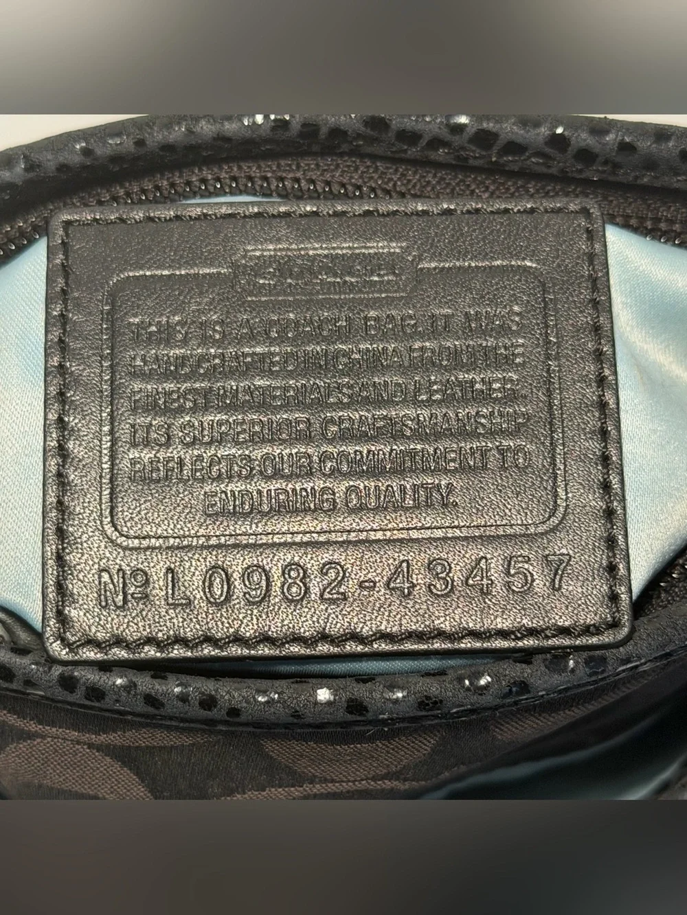 Coach Black Signature Peyton Exotic Trim Swingpack Crossbody